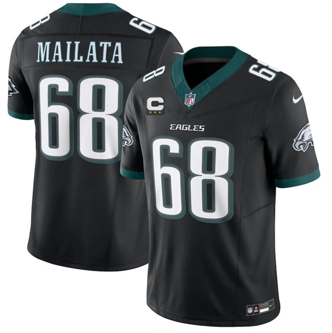 Men's Black Philadelphia Eagles #68 Jordan Mailata 2026 F.U.S.E. 3-Star C Patch Vapor Untouchable Limited Throwback Stitched Football Jersey